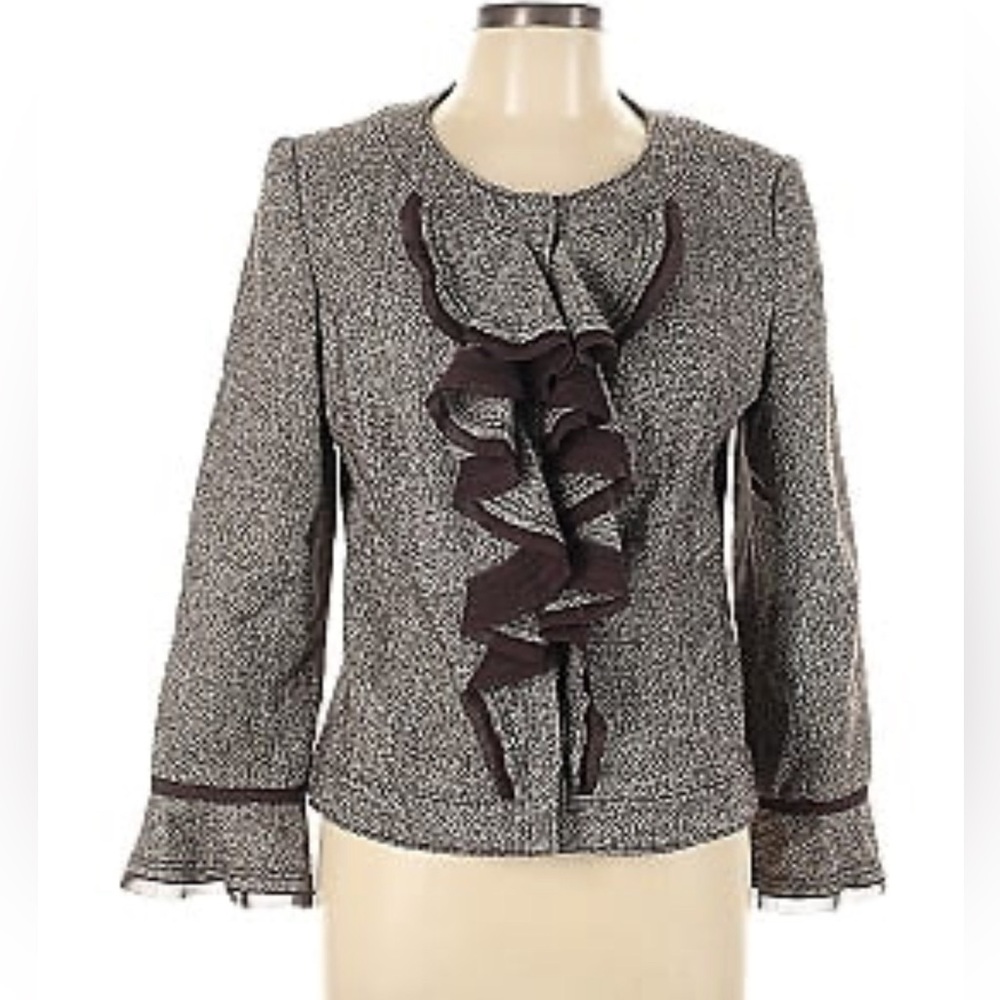 Philippe Adec2 Blazer Brown Ruffle 4 - Picture 3 of 5